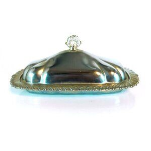 Vintage Shelton-Ware Chrome Butter Dish With Ornate Handle